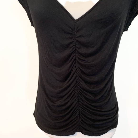 Women’s Black Blouse by Tresics. Curve fitted design. Stretch, ruched front. - Picture 2 of 4